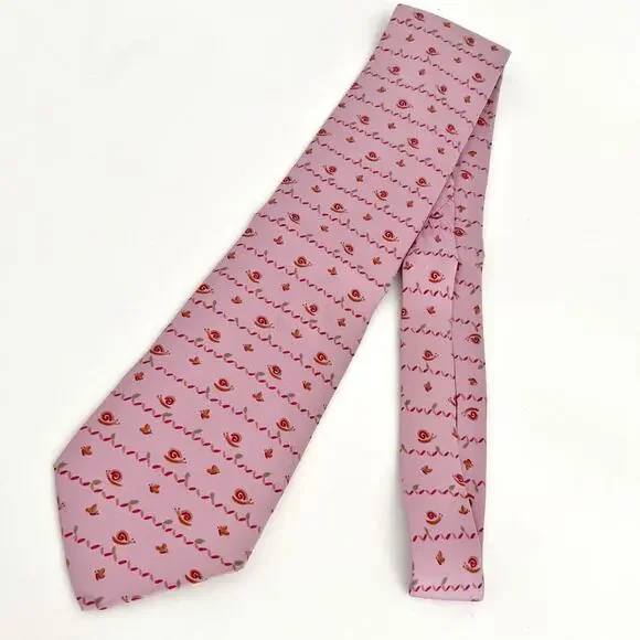 HERMES Vintagr Silk Pattern Snail and Butterfly Tie Mens Gift - Picture 6 of 8
